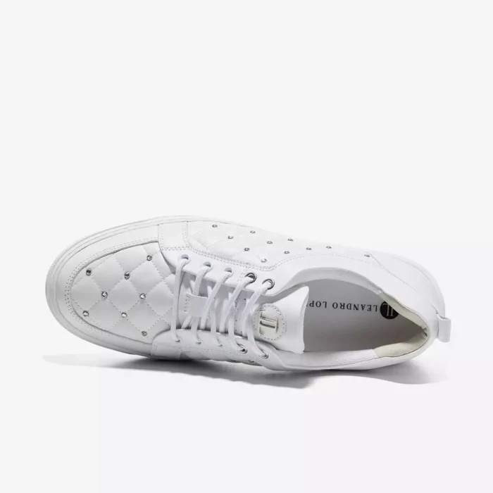 Leandro Lopes Low Top Schuhe Ezio White Diamond Rivets (2)