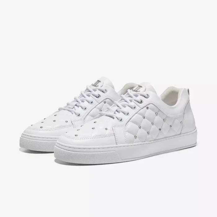 Leandro Lopes Low Top Schuhe Ezio White Diamond Rivets (4)