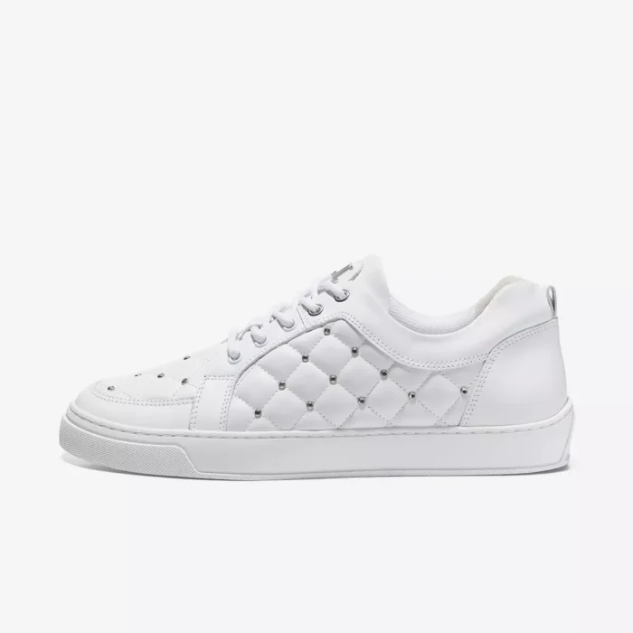 Leandro Lopes Low Top Schuhe Ezio White Diamond Rivets (5)